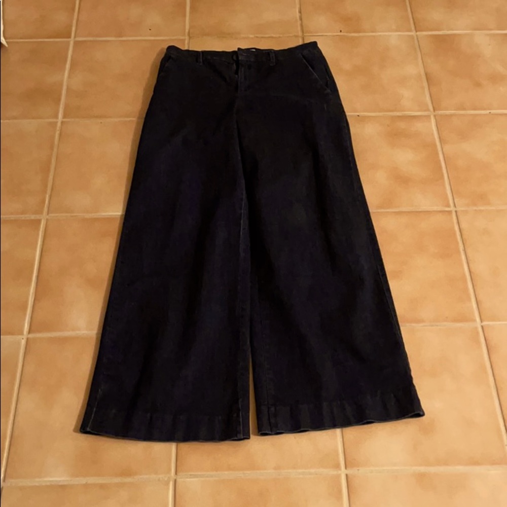 Wide leg denim trousers